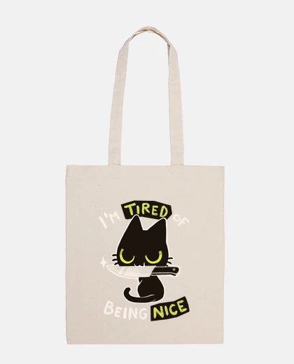 Sac fatigué d'être gentil - sac de chat mignon mais grossier
