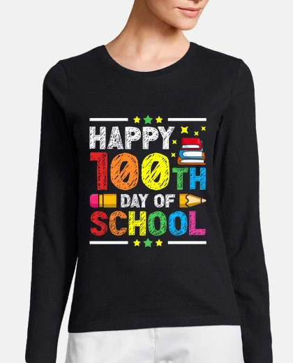 T-shirt felice 100° giorno di colori del gesso 