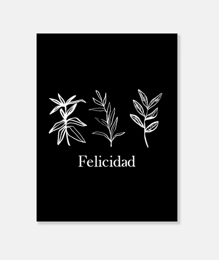 Lienzo felicidad alegre arte lineal botánico