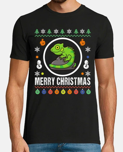 Camiseta feliz navidad iguana suéter feo