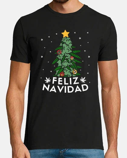 Camiseta Feliz Navidad Marihuana Canabis THC 