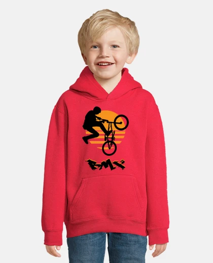 Abbigliamento felpa per bambini con cappuccio, rossa, bmx