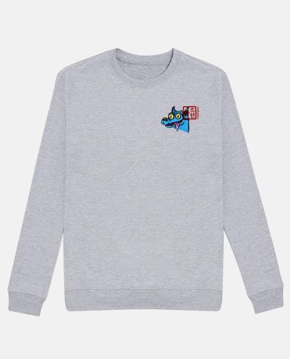 Felpa felpa senza unisex con logo blu del cane