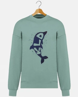 felpa, senza cappuccio, delfino kld