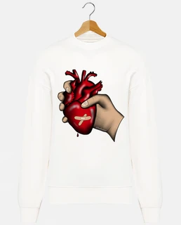 felpa unisex con cuore in mano