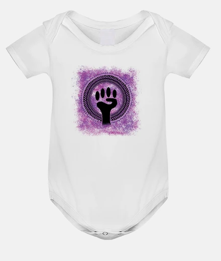 Kids feminist bodysuit, baby bodysuit, white, mandala bodysuit