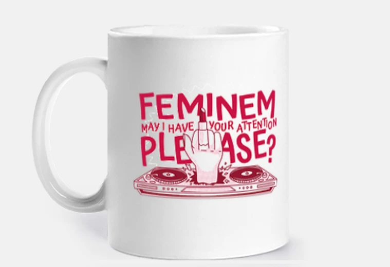 Cup feminist cup dj middle finger red a lè
