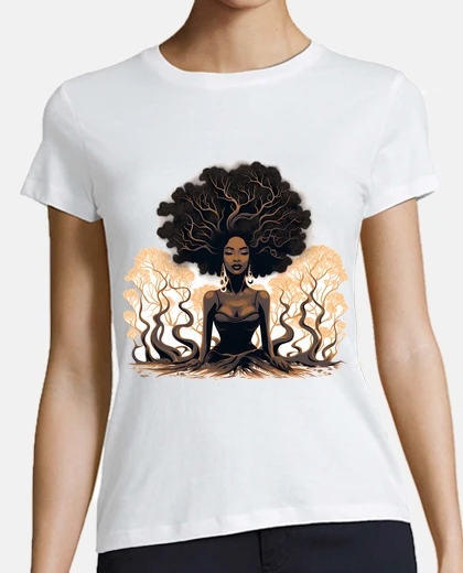Tee-shirt femme africaine arbre de vie ancêtres