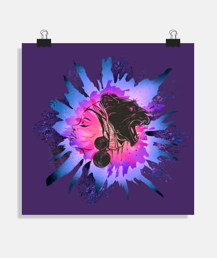 Poster femme africaine, design  avec lion, affiche poster mode africaine 