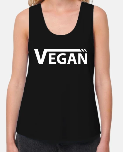 Tee-shirt femme blanche végétalien, larges bretelles et coupe ample