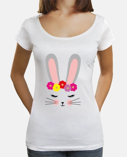 Tee-shirt femme, col large et coupe ample, blanc