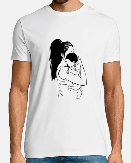 Tee-shirt Femme et son bébé dans les bras ,