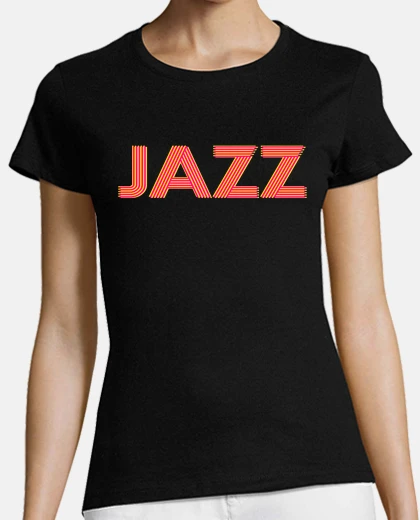 Tee-shirt femme, manches courtes, noir, coton bio, jazz