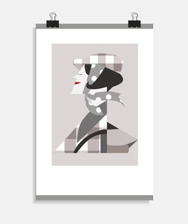 femme en gris affiche