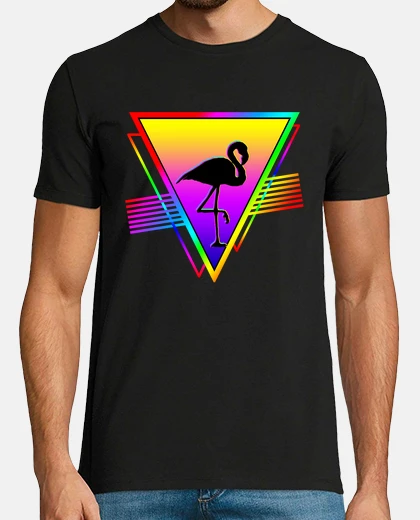 T-shirt fenicottero al neon retrò