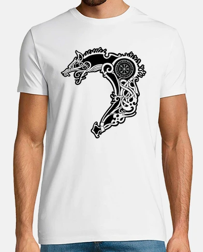 Tee-shirt Fenrir loup viking et vegvisir