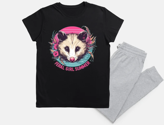 Pyjama Feral Girl Summer Opossum Retro