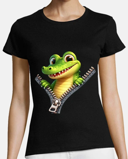 Tee-shirt fermeture eclair drole crocodile