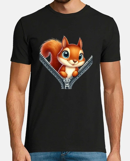 Tee-shirt fermeture eclair drole ecureuil