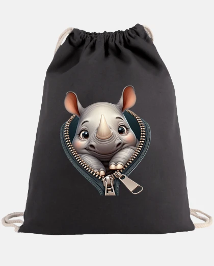 Sac fermeture eclair drole rhinoceros