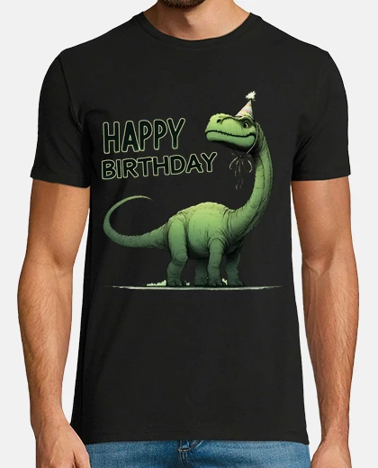 T-shirt festa di buon compleanno con dinosauri 