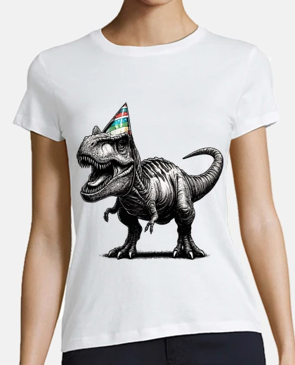 T-shirt festa di compleanno tirannosauro dinosa