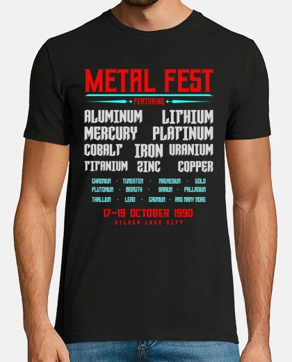 T-shirt festival concerti musicali heavy metal festival di chimica insegnante di metalli