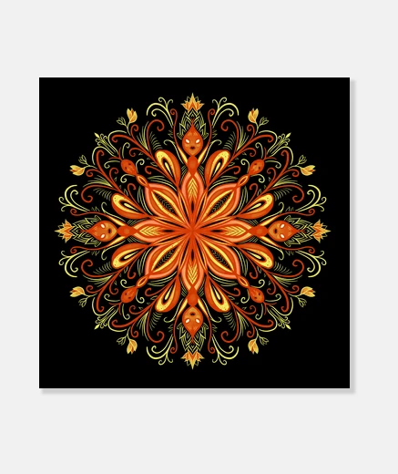 Tableau feu flamme créatures mandala