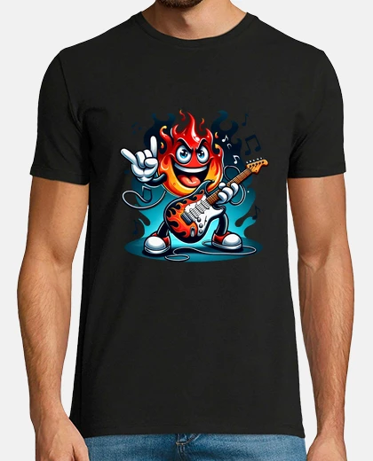 Tee-shirt feu rocker avec guitare
