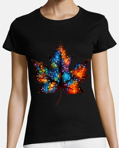 Tee-shirt feuille d érable illuminée d étoiles