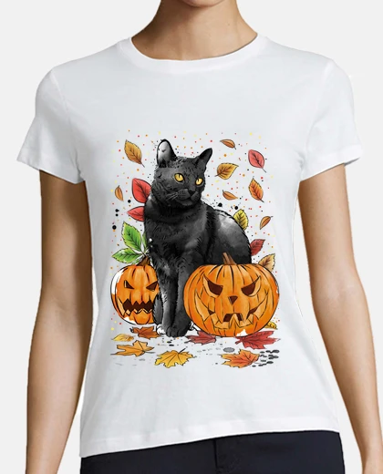 Tee-shirt feuilles de chat and citrouilles