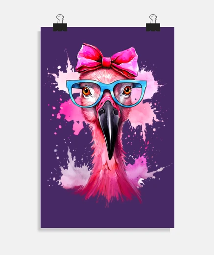 Poster fiammante rosa con decorazione poster fiocco con castone blu