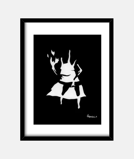 Quadro fiamme stencil 2 cornice bianca