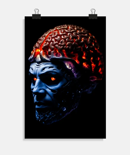 Poster fiery brain on fire science fiction poster bedroom living room event poster
