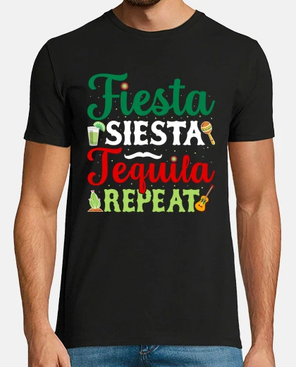 Camiseta fiesta siesta tequila repetir españa