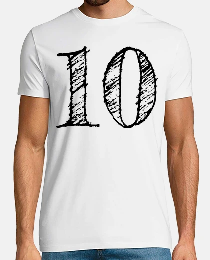 T-shirt figura 10 numero 10 gigante scritto a m