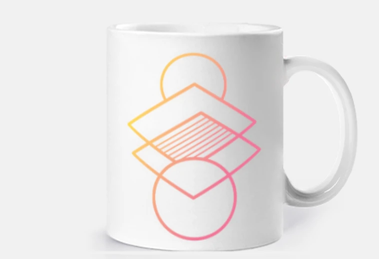Taza figuras geométricas, taza, desayuno, personalizable, gradiente de color, número pi, número irraciona