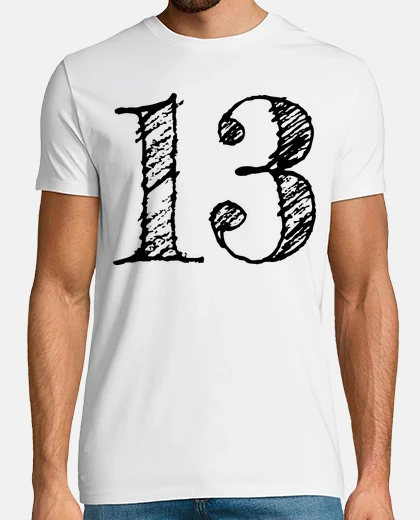 T-shirt figure 13 number 13 giant handwritten