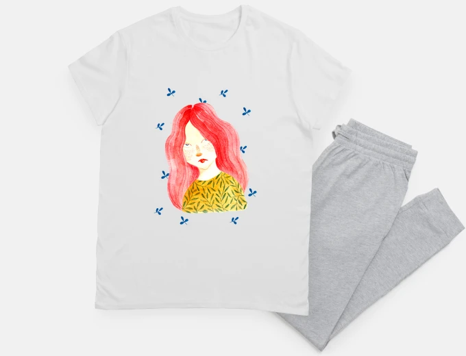 Pyjama fille avec des feuilles
