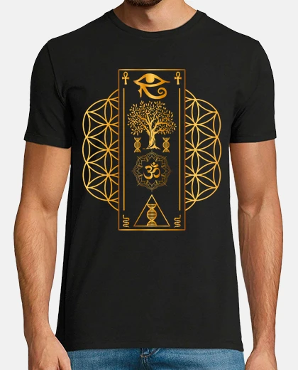 T-shirt fiore della vita dna om occhio di Horus