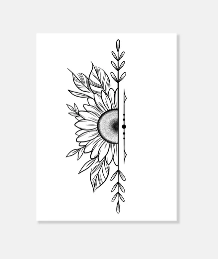 Stampa fiore di girasole dotwork