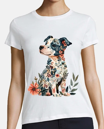 T-shirt fiori dalmata moda boho chic scollo a v