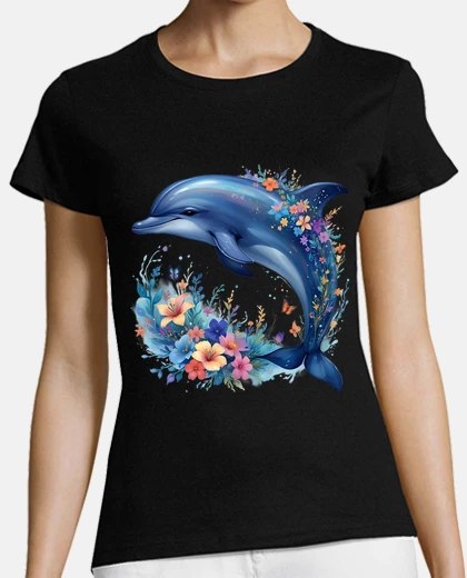 T-shirt fiori di delfino