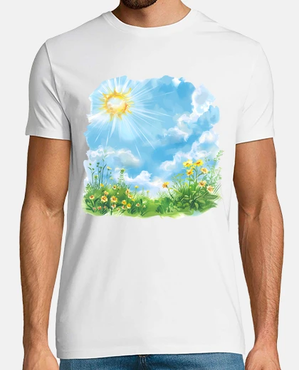 T-shirt fiori sole vicino al bel tempo giallo