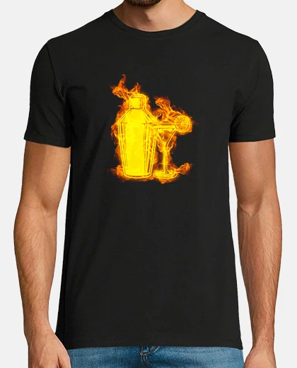 Tee-shirt Fire bartender Flames Cobbler Shaker