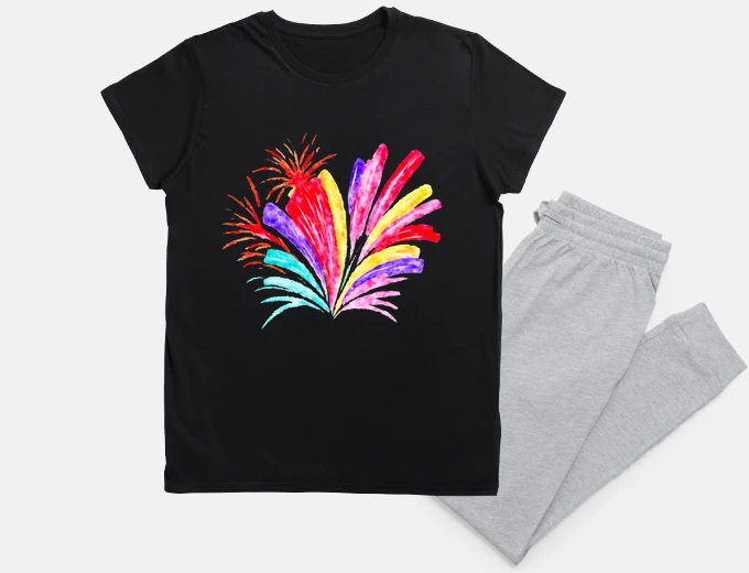 Pyjama fireworks flashy night sleep bright colors indigo fashion