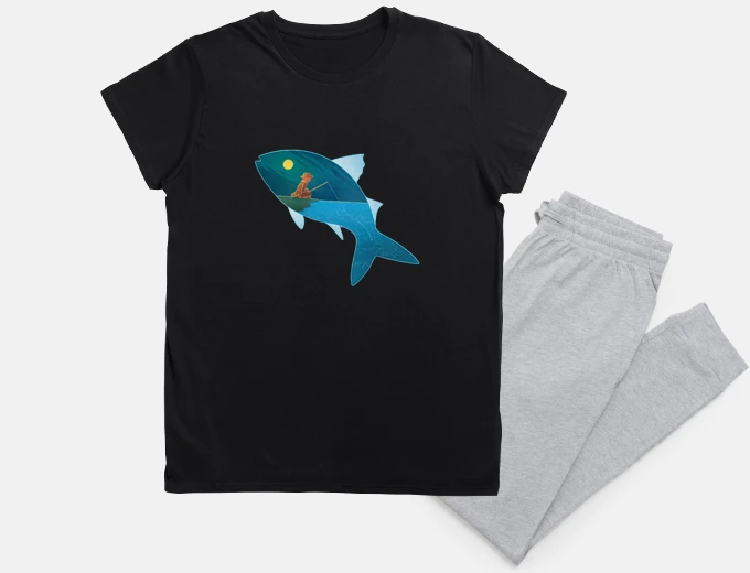 Pyjama fisherman in a fish silhouette, nightie,