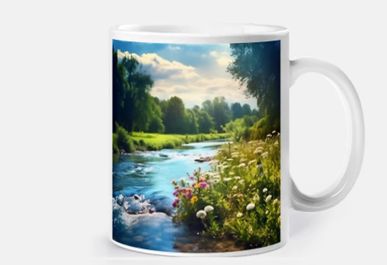 Tazza fiume torrent romantico fiori tazza caffè tè infuso tisana