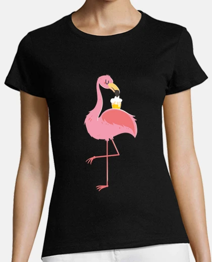 Tee-shirt flamant rose boire de la bière drôle ro