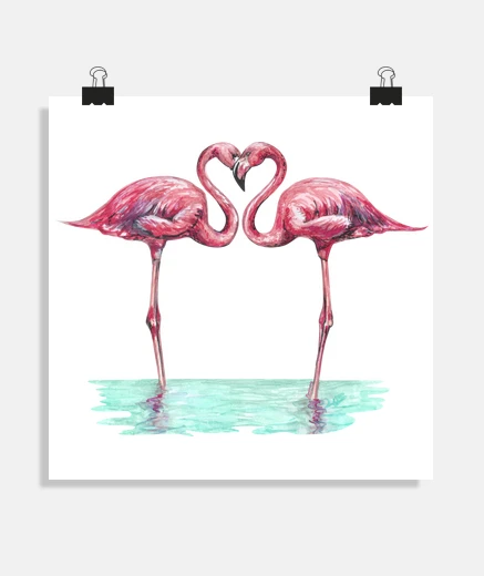 Poster flamingos roses in lovers
